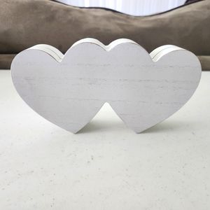 Double heart wooden picture holder